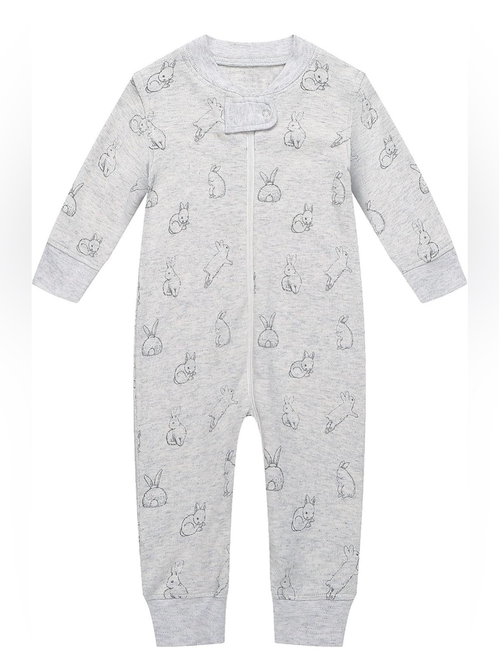 Heather Grey Printed Kids One-Piece Zipper Bodysuit